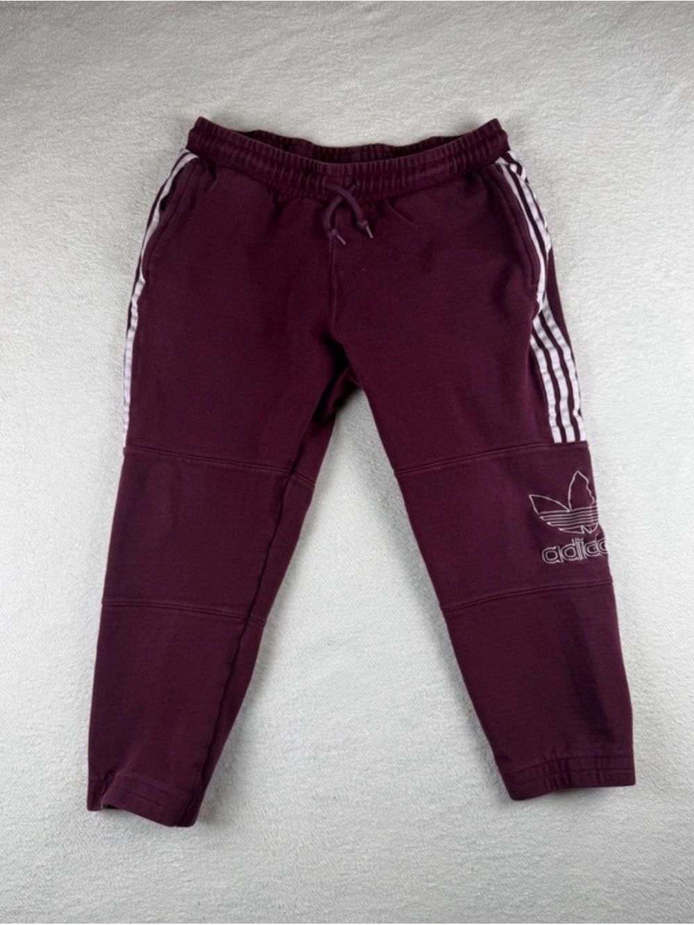 adidas Men’s Burgundy Track Pants with Signature 3-Stripes